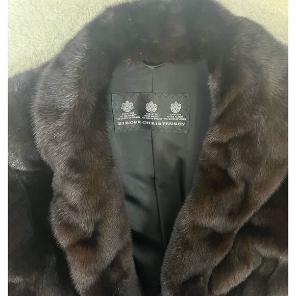 BIRGER CHRISTENSEN Worlds Finest Dark Ranch Mink Fur Mid Length Swing Coat Sz 12 - Picture 16 of 16